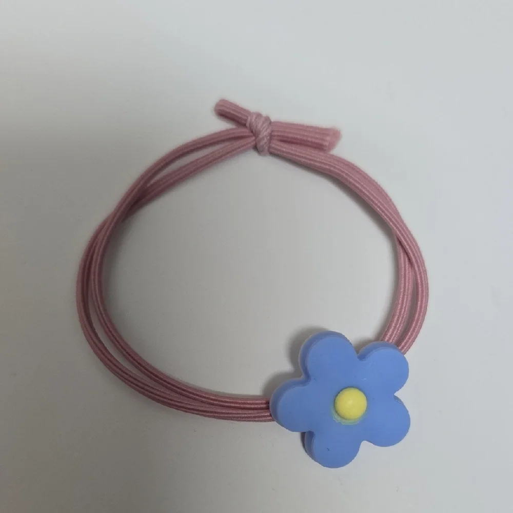 Pink and Blue Flower Hair Tie or Bracelet
